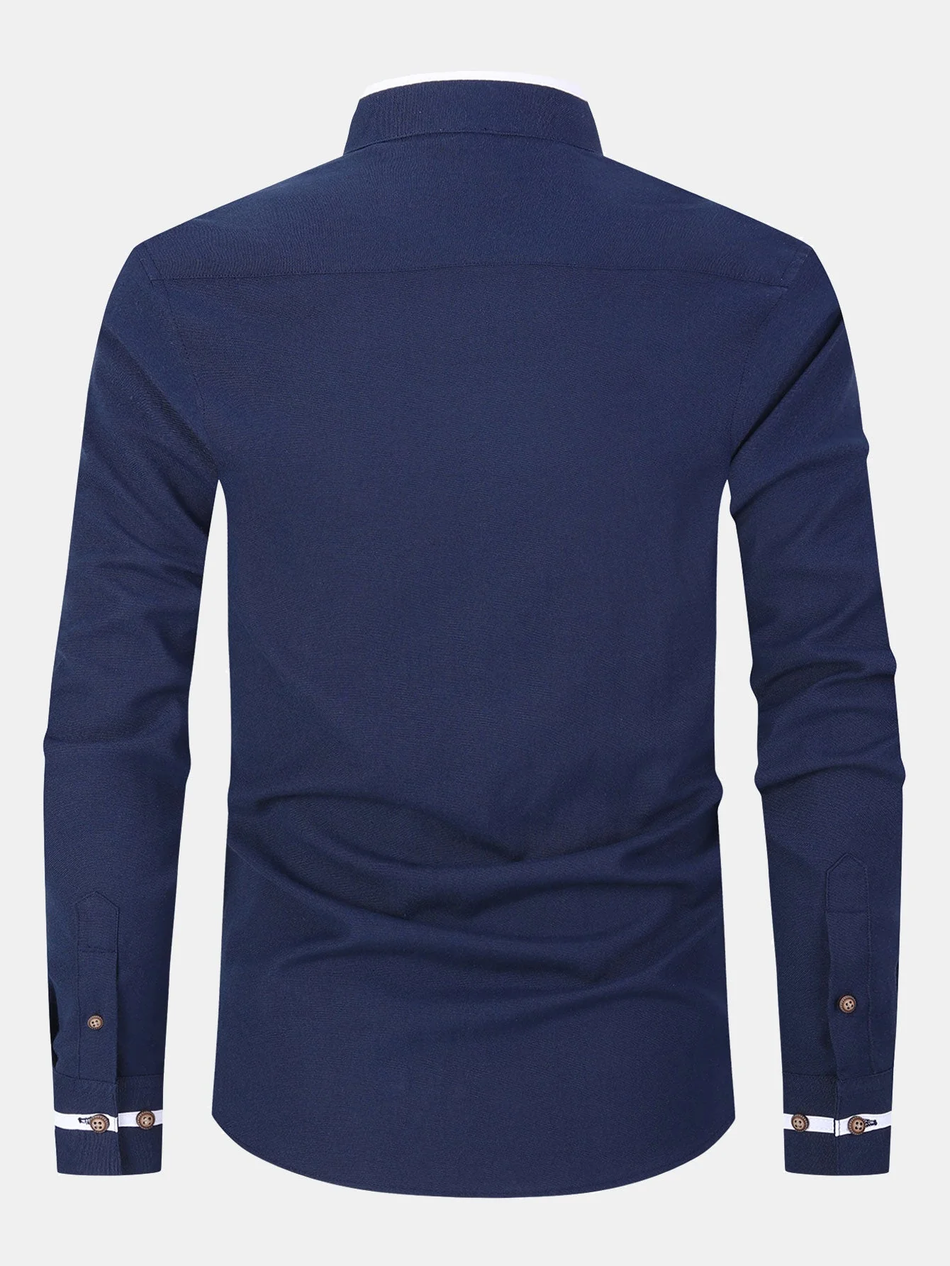 Gabino® | Long Sleeve Contrast Stand Collar Oxford Shirt - Image 6