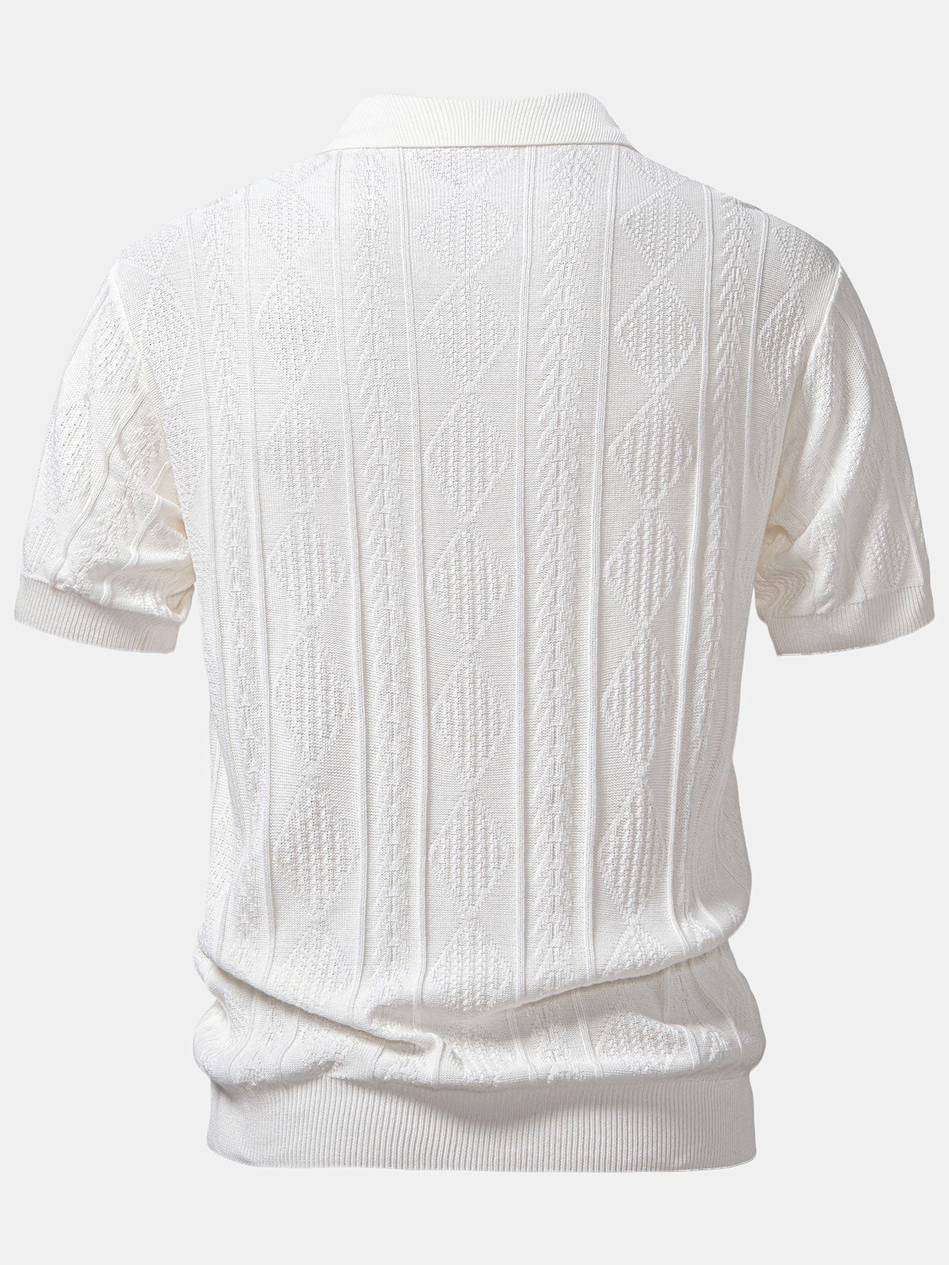Gabriel | Geometric Jacquard Knitted Polo Shirt - Image 2