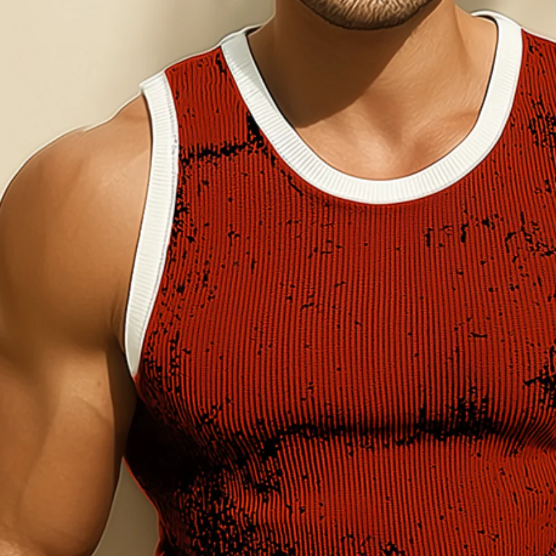 Gabriel | Men'S Retro Casual Printed Colorblock Crew Neck Tank Top - Image 3
