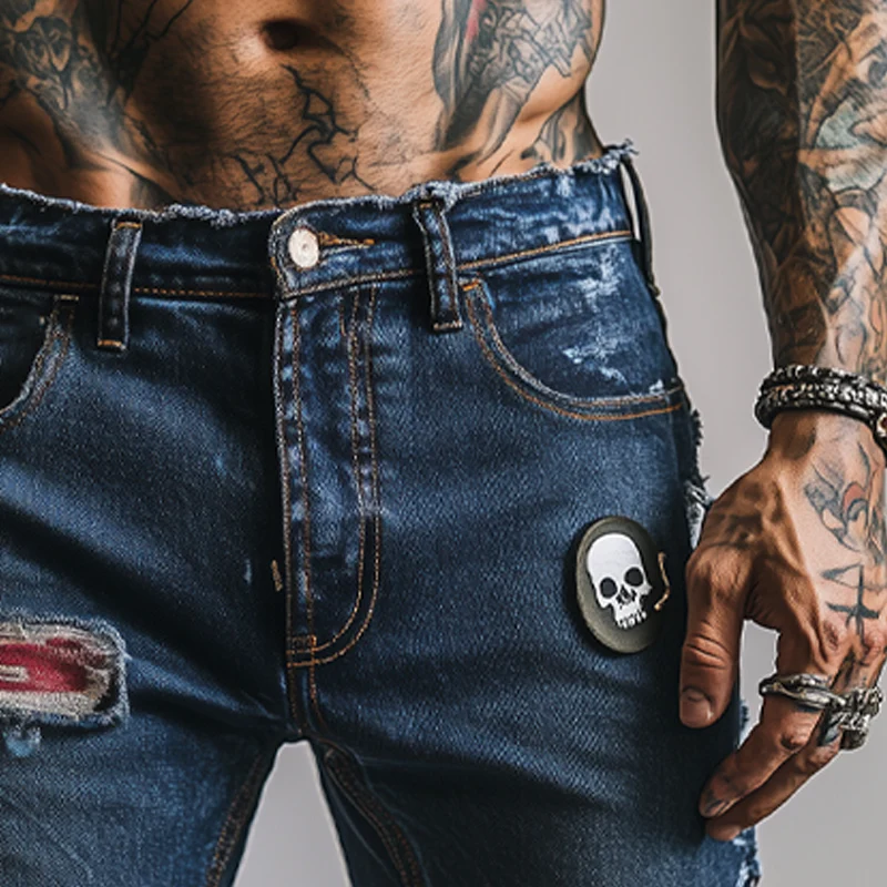 Gabriel | Men'S Skull Ripped Denim Shorts - Image 5