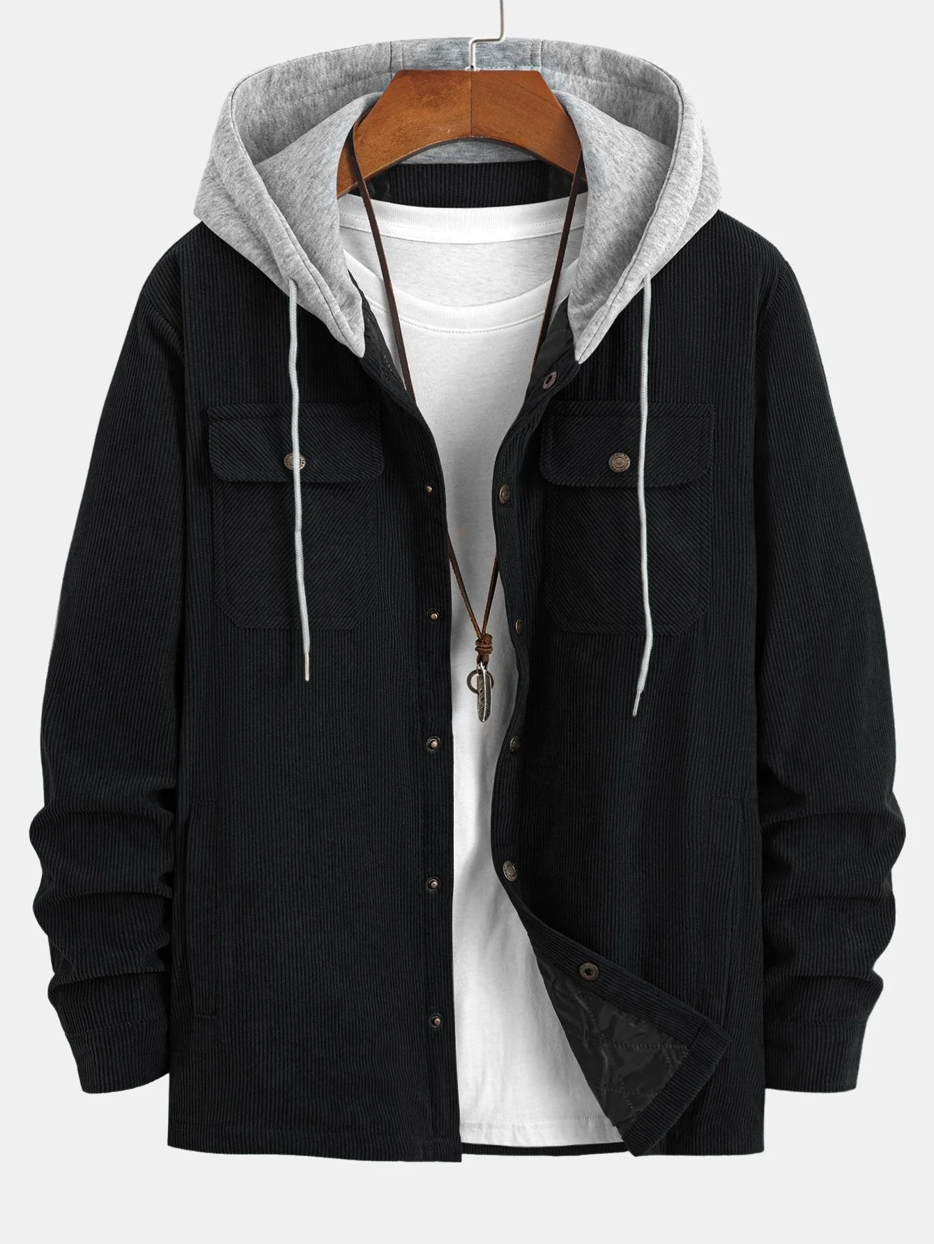 Gabriel | Quilted Lined Corduroy Hooded Coat - Image 10