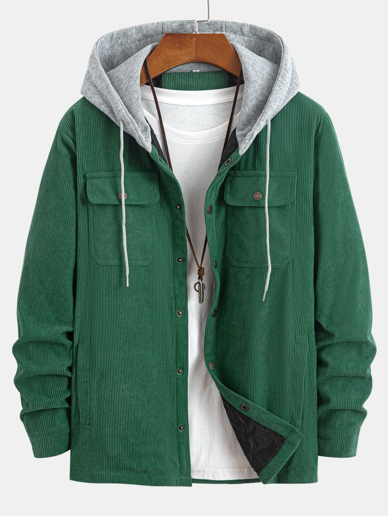 Gabriel | Quilted Lined Corduroy Hooded Coat - Image 14