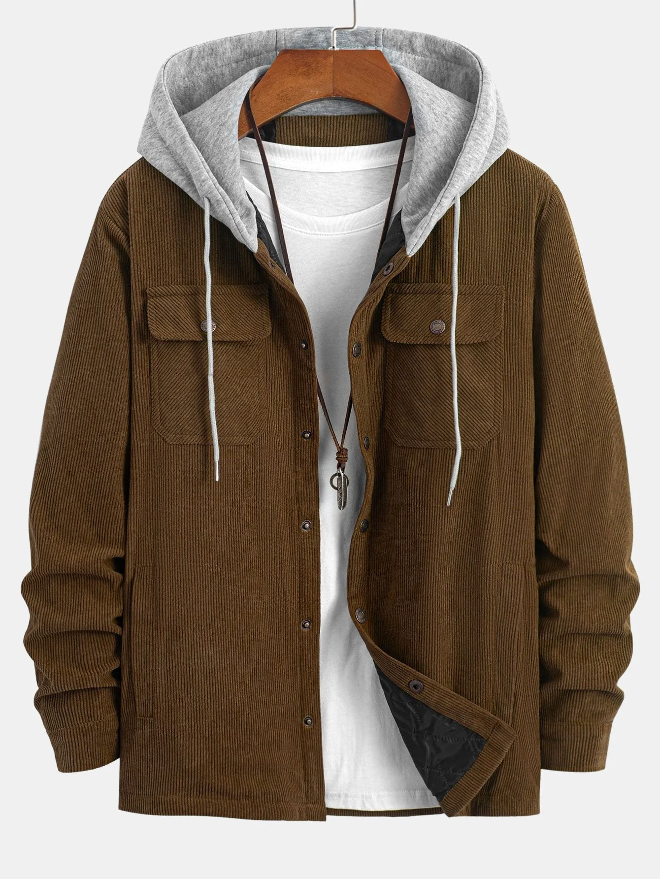 Gabriel | Quilted Lined Corduroy Hooded Coat - Image 8