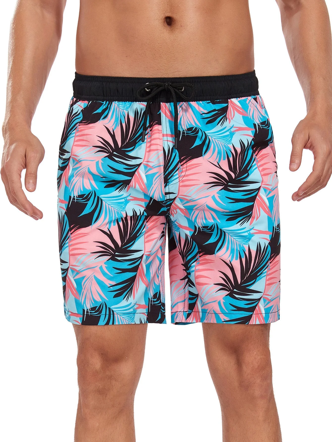 Galo® | Tropical Leaves Print Pocket Drawstring Swim Shorts - Image 2