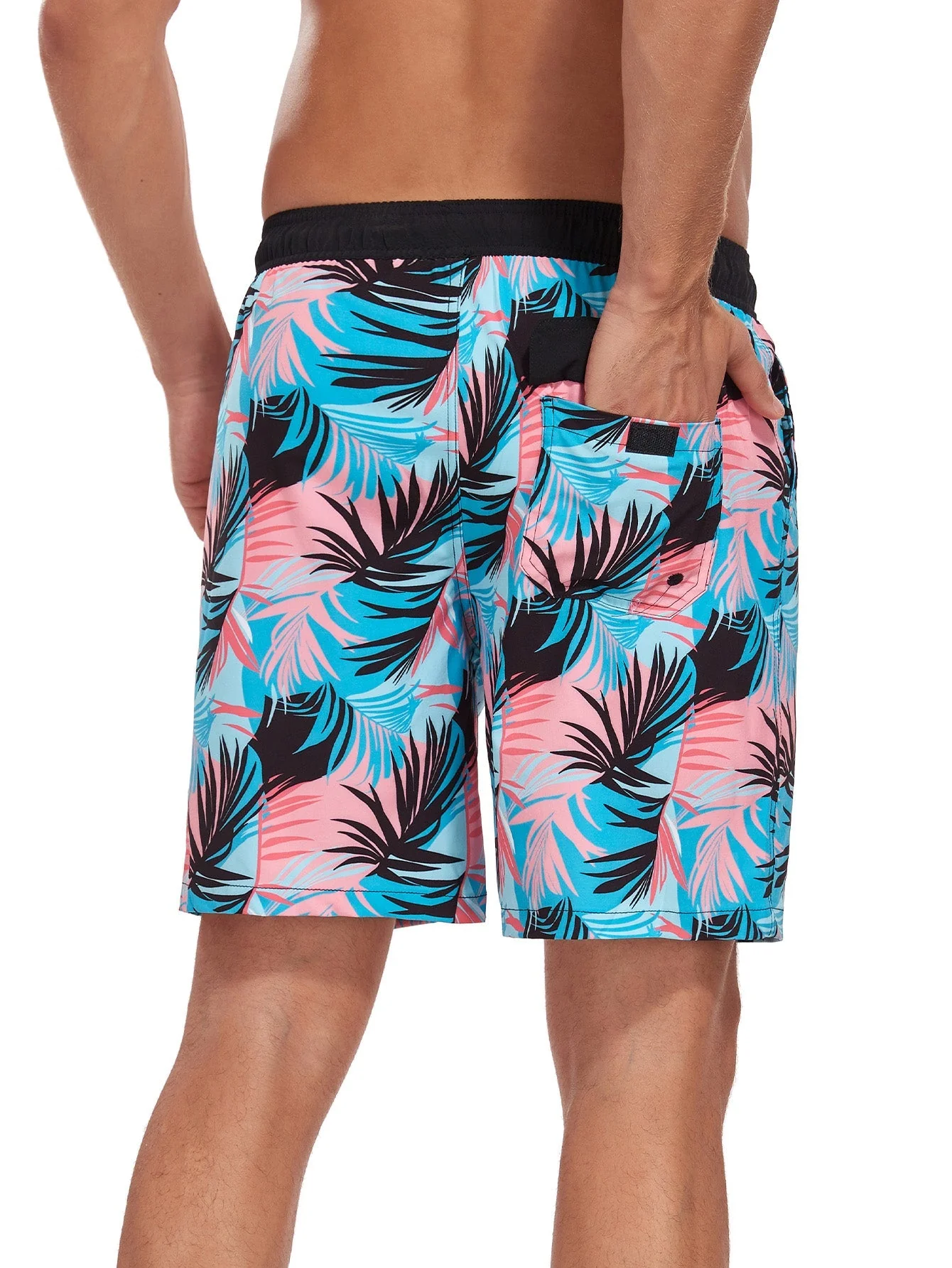 Galo® | Tropical Leaves Print Pocket Drawstring Swim Shorts - Image 3