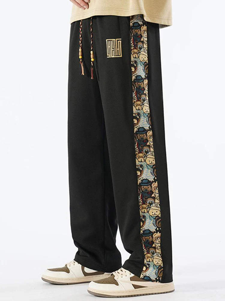 Gamaliel® | Bear Print Patchwork Straight Leg Pants