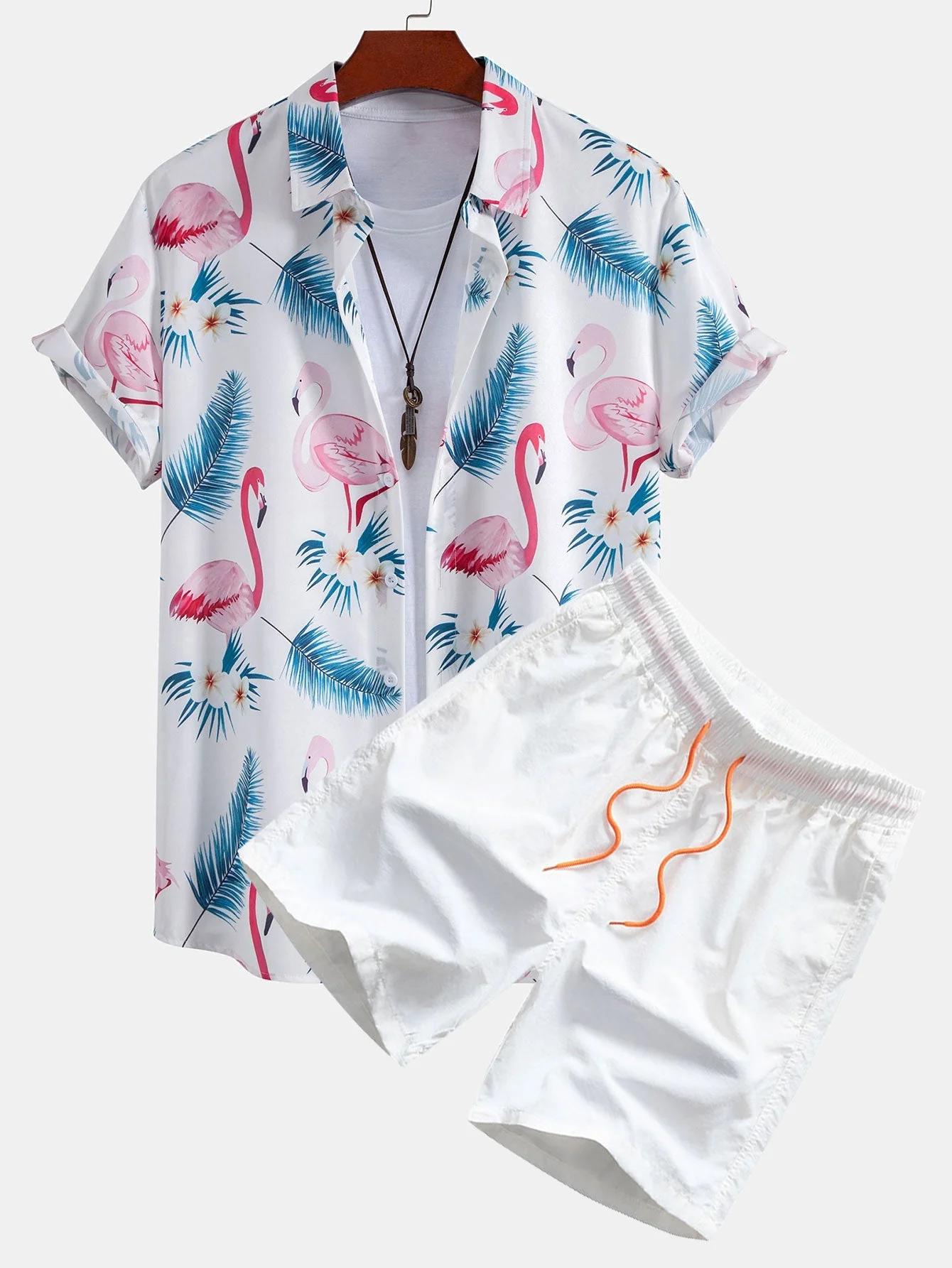Garcilaso® | Flamingo Leaf Print Button Up Shirt & Swim Shorts - Image 2