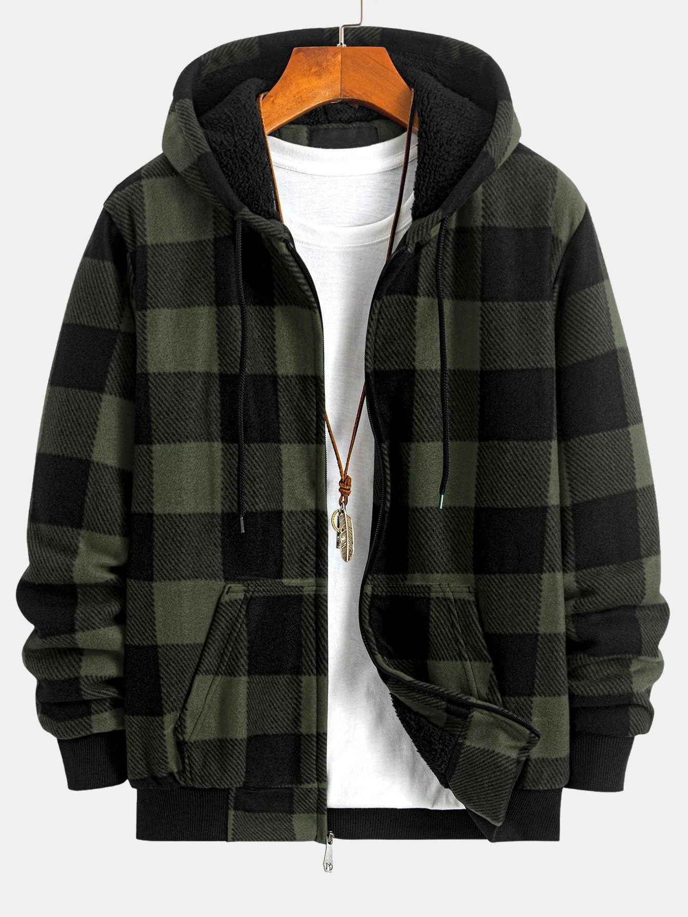 Gary | Teddy Fleece Lined Flannel Plaid Hoodie - Image 4