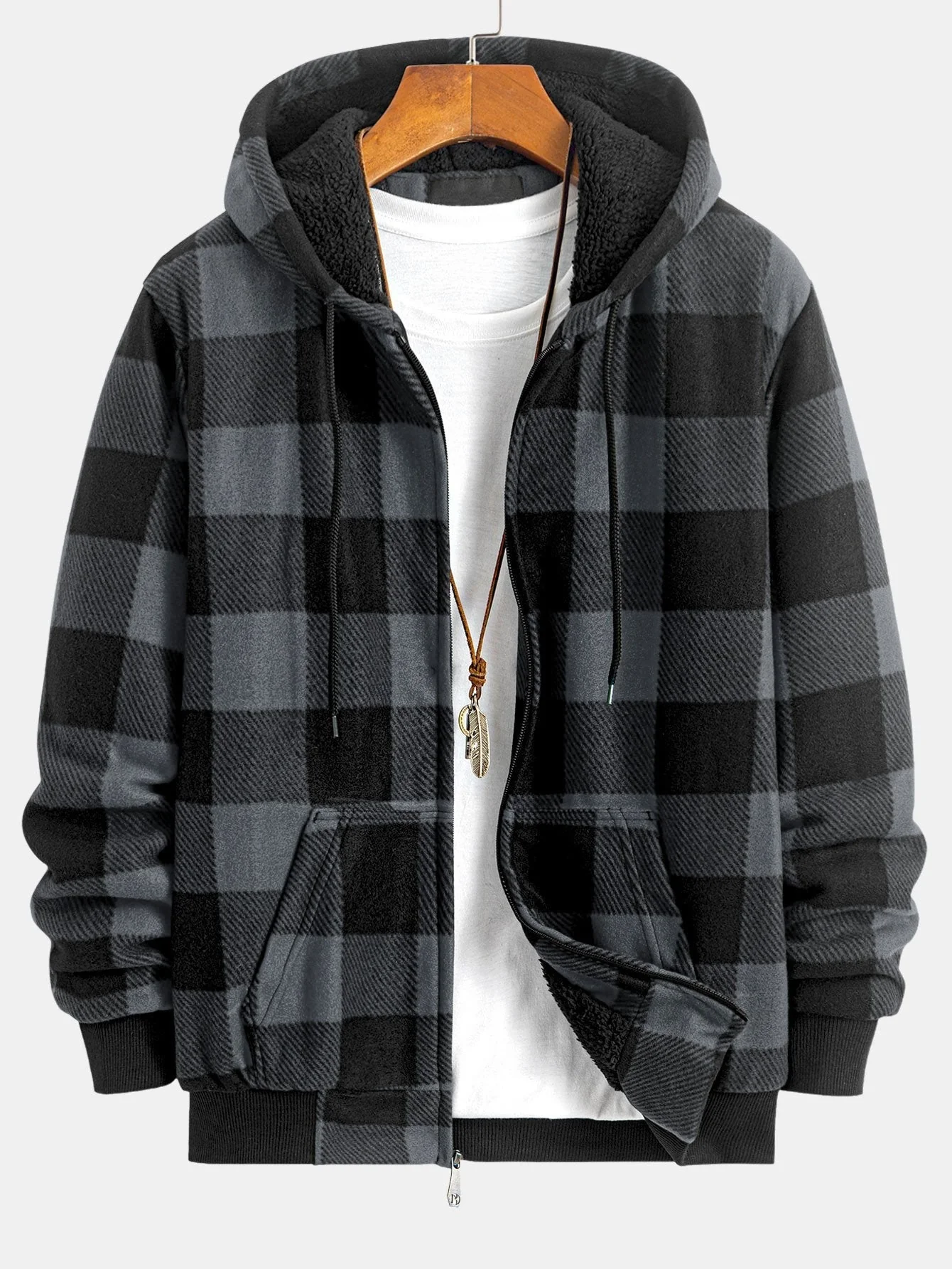 Gary | Teddy Fleece Lined Flannel Plaid Hoodie - Image 6