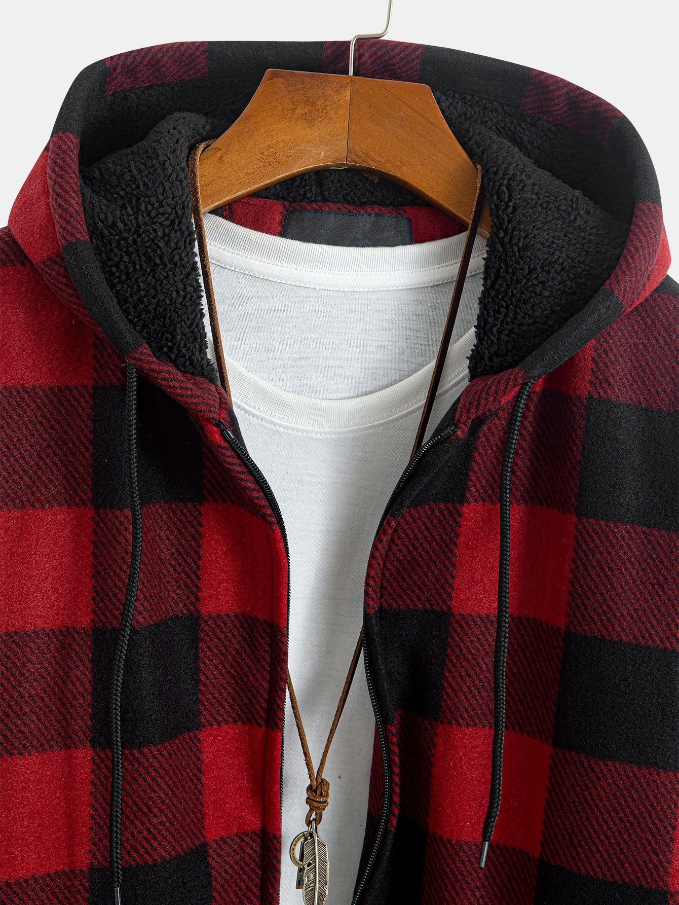 Gary | Teddy Fleece Lined Flannel Plaid Hoodie - Image 8