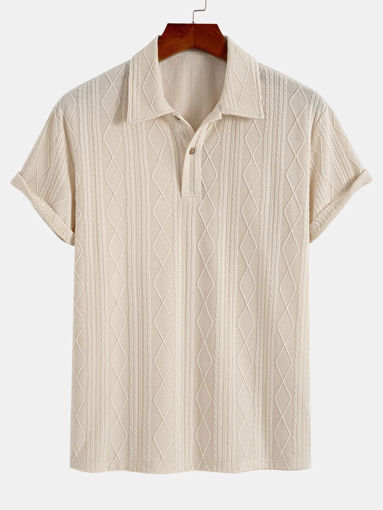 Gavin® | Knitted Geometric Rhombus Jacquard Polo - Image 2