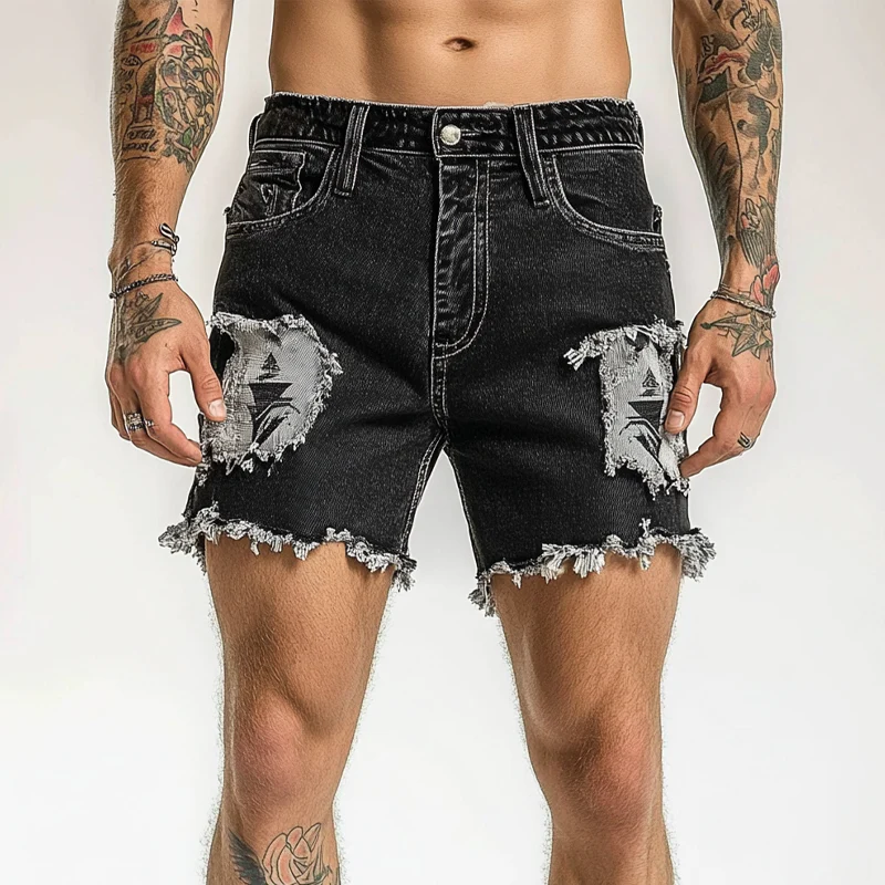 George | Men'S Ripped Embroidered Denim Shorts - Image 2