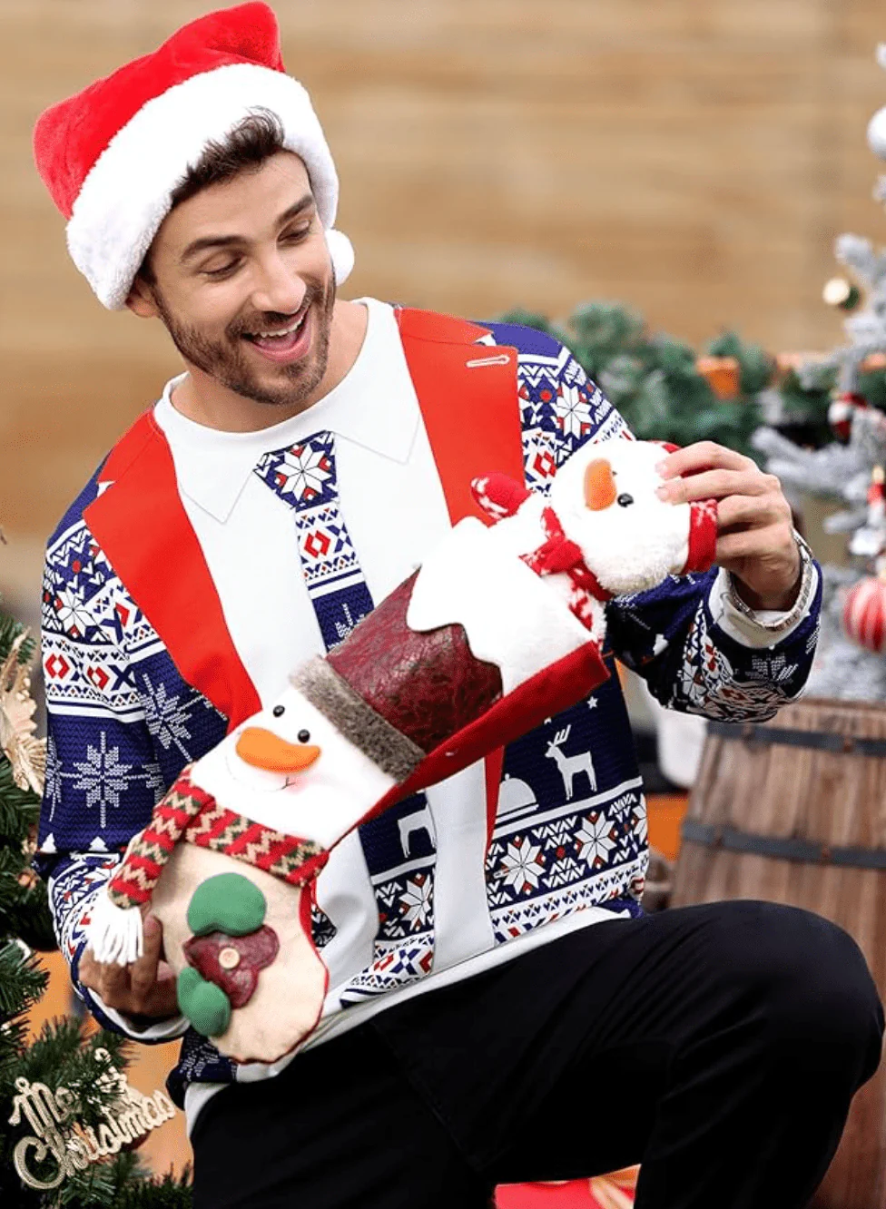 Gerardo® | Men’s 3D Chrisas Jumper With Suit And Tie Design - Image 3