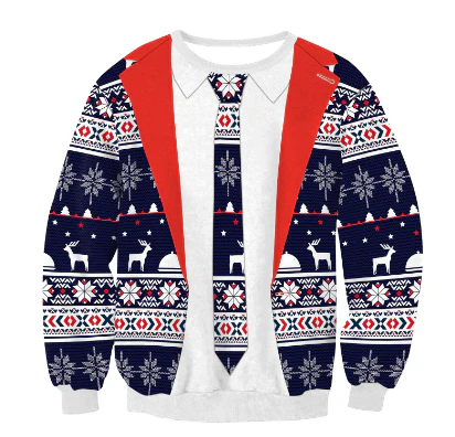 Gerardo® | Men’s 3D Chrisas Jumper With Suit And Tie Design - Image 5