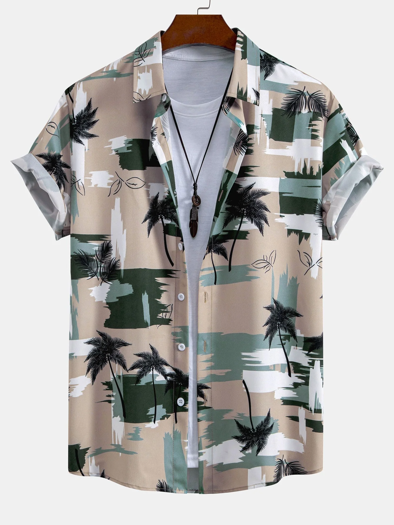 Gerardo® | Palm Tree Color Block Print Button Up Shirt & Swim Shorts - Image 3