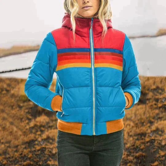 Gideon | Rainbow-colored thermal jacket with hood - Image 2