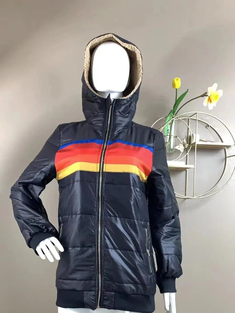 Gideon | Rainbow-colored thermal jacket with hood - Image 3