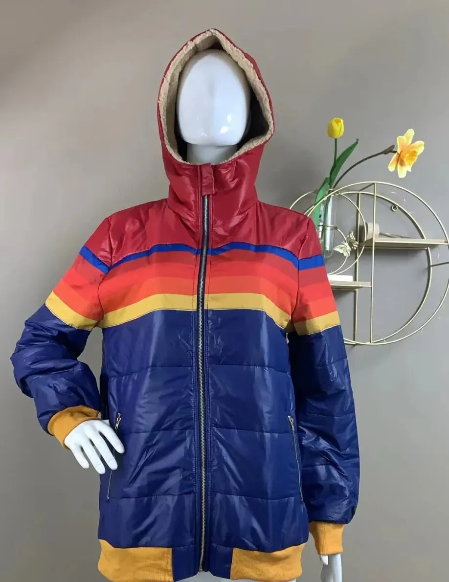 Gideon | Rainbow-colored thermal jacket with hood - Image 5