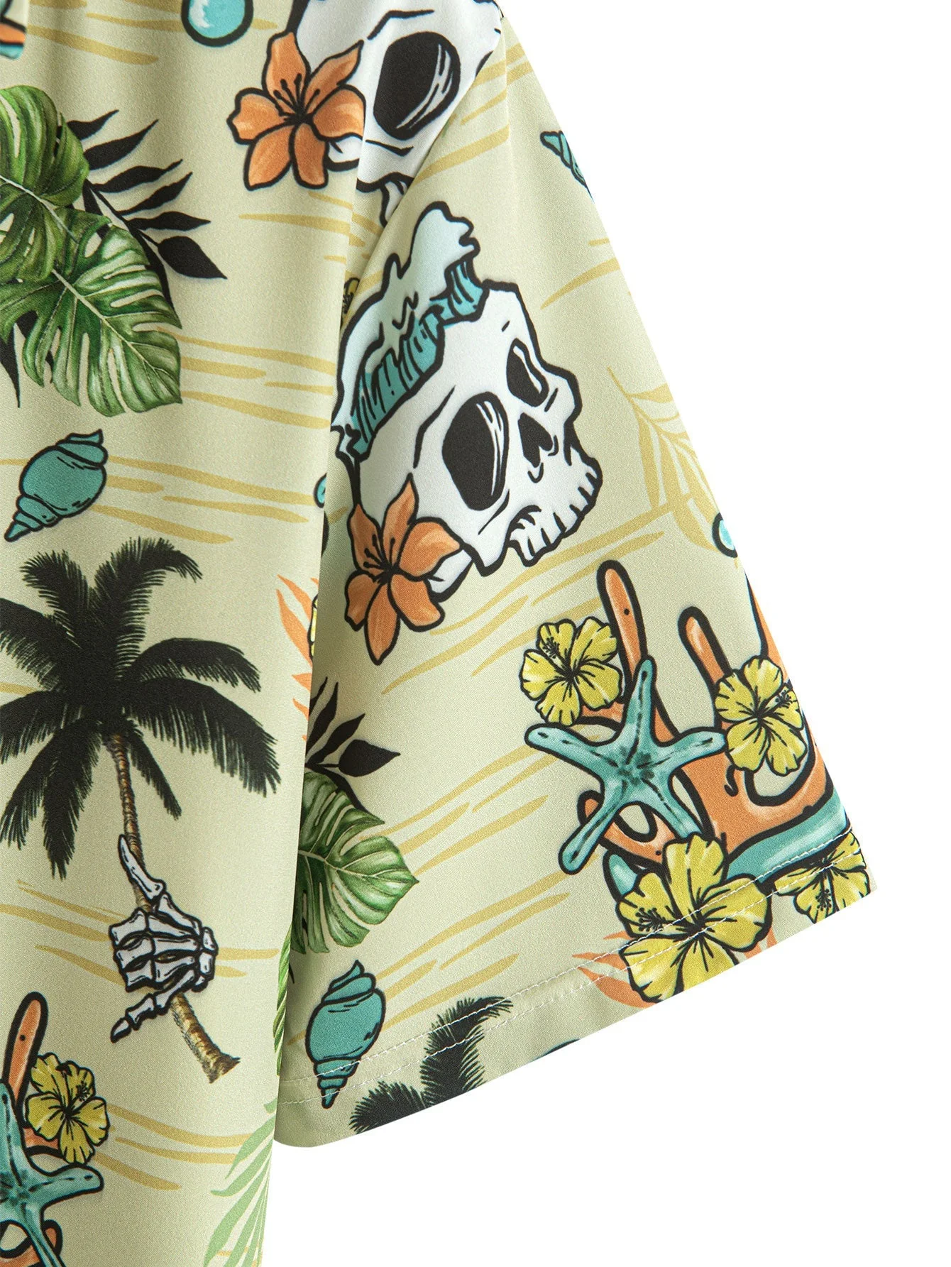 Gonzalo® | Tropical Wilderness Skull Print Button Up Shirt & Man Mid Length Drawstring Swim Shorts - Image 12