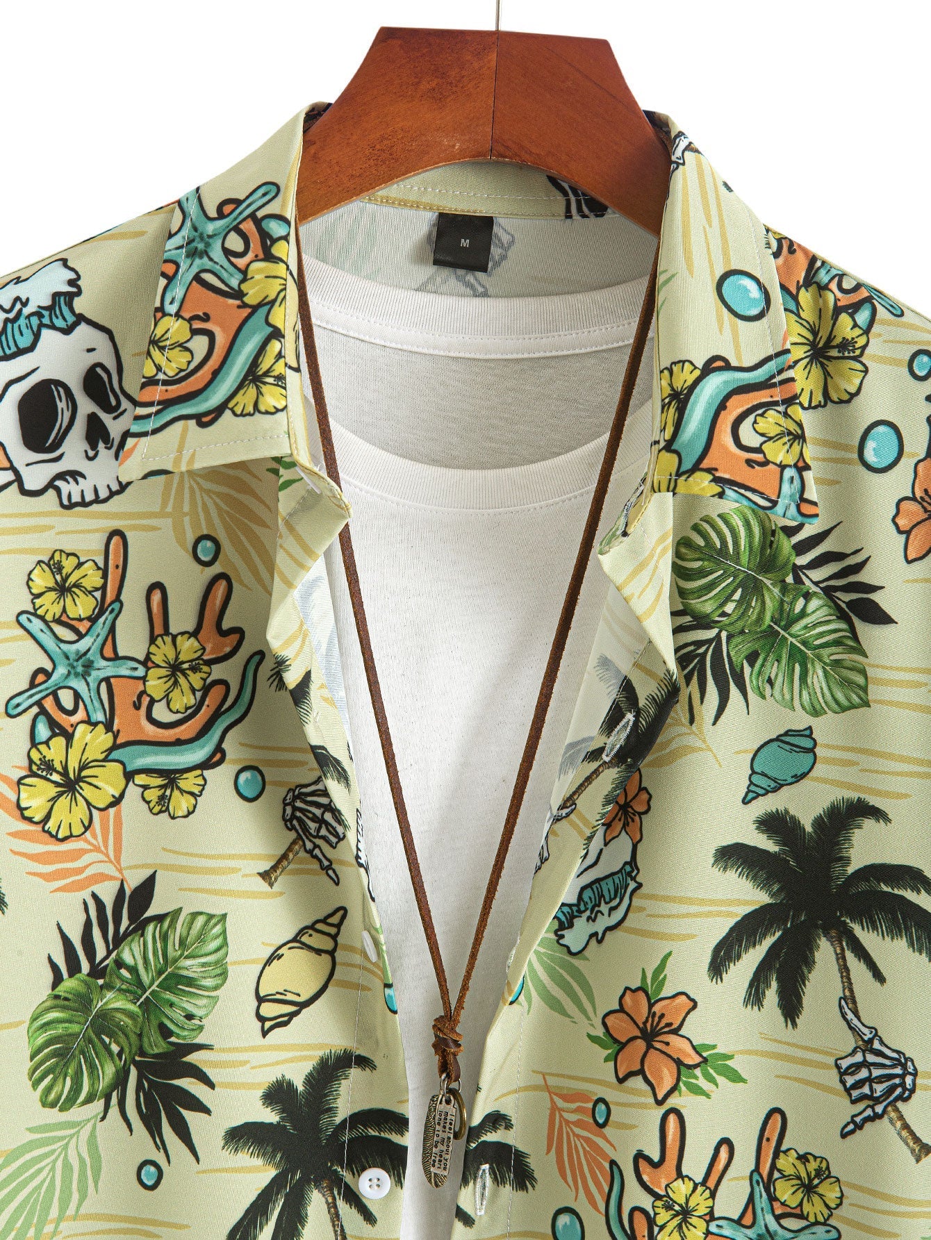 Gonzalo® | Tropical Wilderness Skull Print Button Up Shirt & Man Mid Length Drawstring Swim Shorts - Image 9