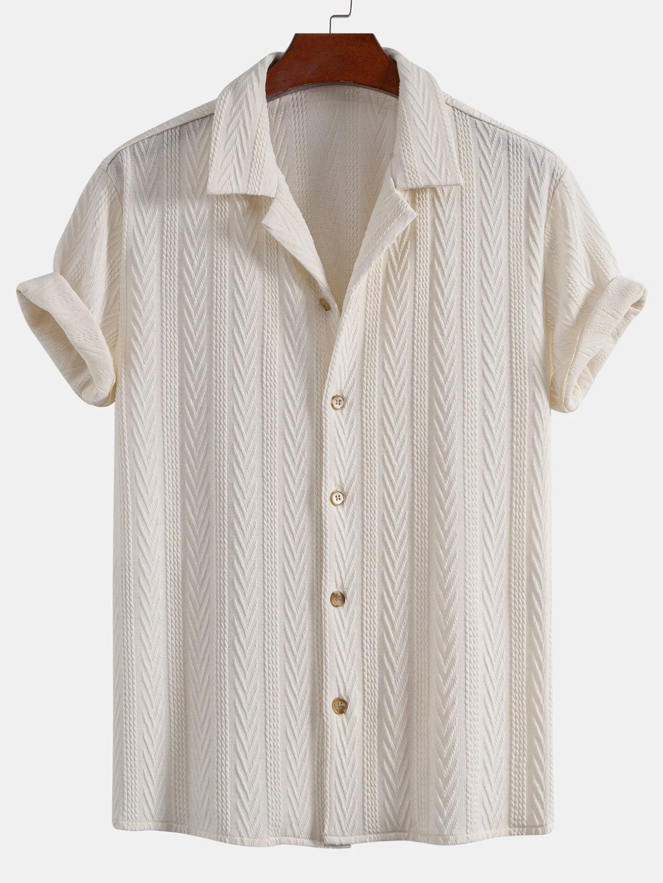 Gordon® | Texture Jacquard Cuban Shirt & Crinkled Textured Drawstring Shorts - Image 9