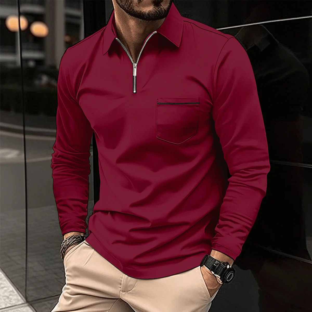 Gorka | Classic long-sleeved polo shirt with breast pocket - Image 7