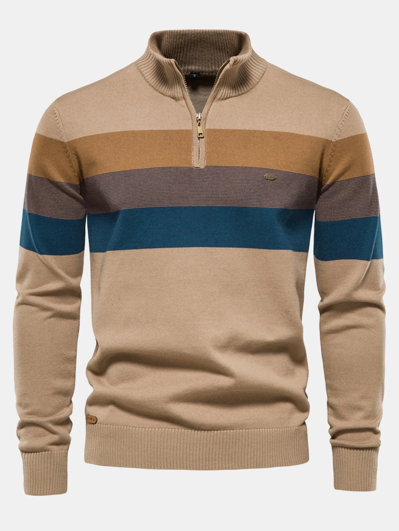 Gracián® | Contrast Stripe Quarter Zip Sweater - Image 3