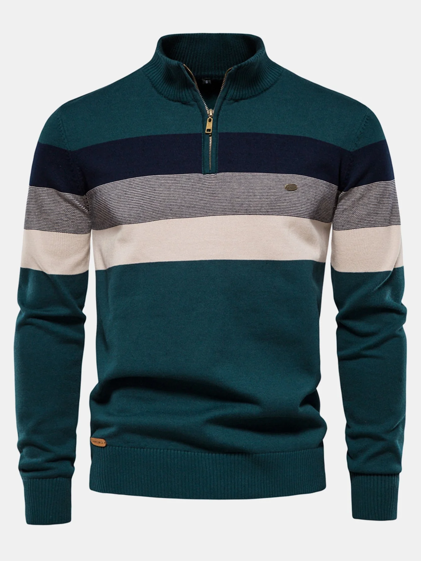 Gracián® | Contrast Stripe Quarter Zip Sweater - Image 4