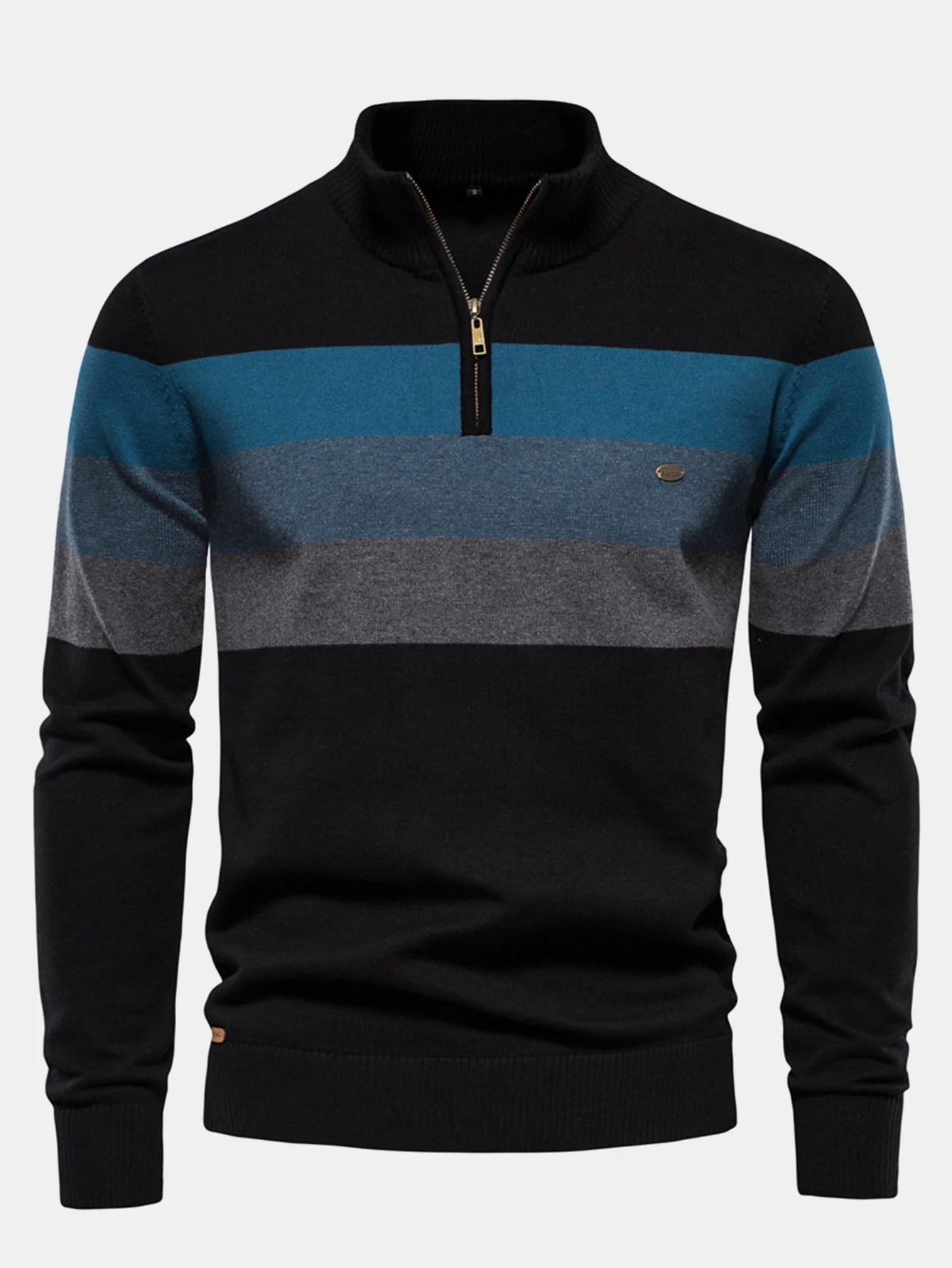 Gracián® | Contrast Stripe Quarter Zip Sweater - Image 5