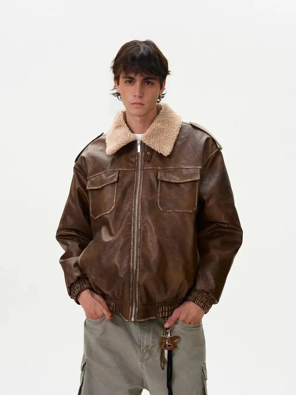 Graham® | Tung Sung Distressed Pu-Leren Jas