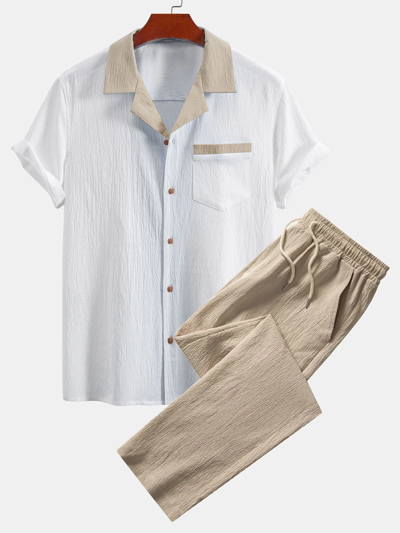 Grant® | Textured Contrast Cuban Shirt & Straight Leg Pants - Image 2