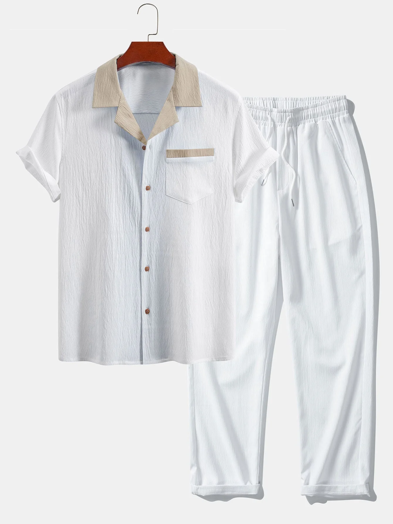 Grant® | Textured Contrast Cuban Shirt & Straight Leg Pants - Image 9