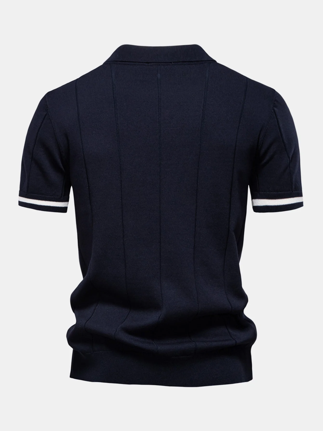 Grayson | Contrast Trim Zipper Knit Polo Shirt - Image 11