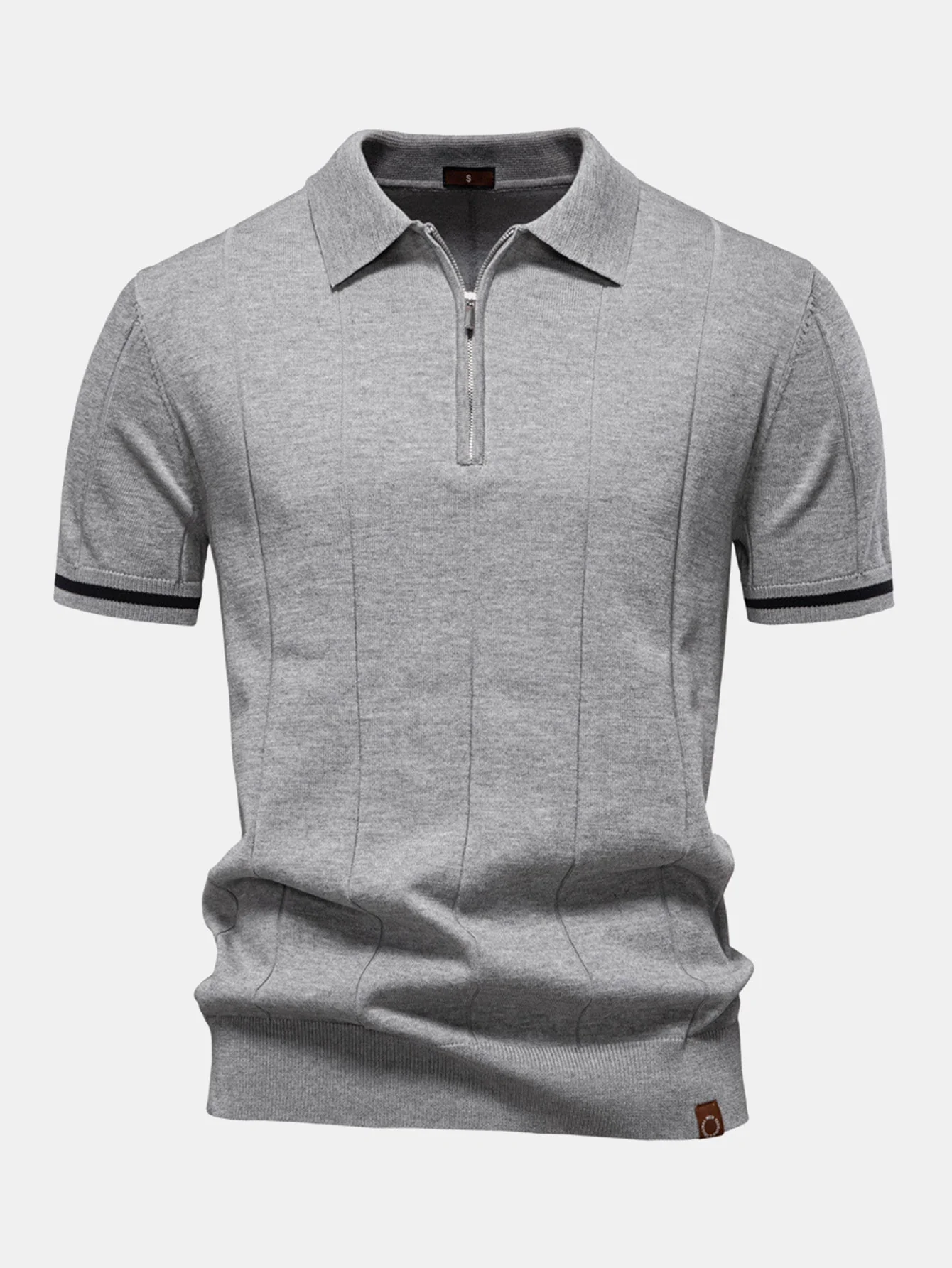 Grayson | Contrast Trim Zipper Knit Polo Shirt - Image 16