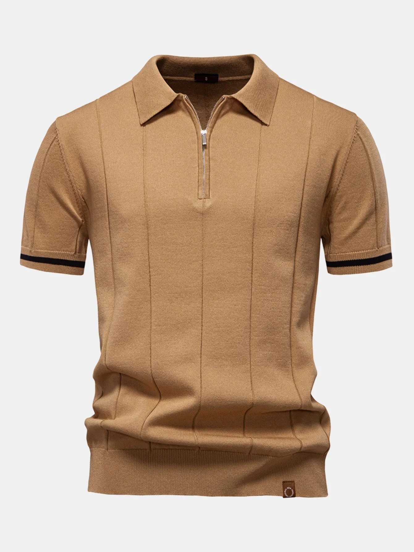 Grayson | Contrast Trim Zipper Knit Polo Shirt - Image 3