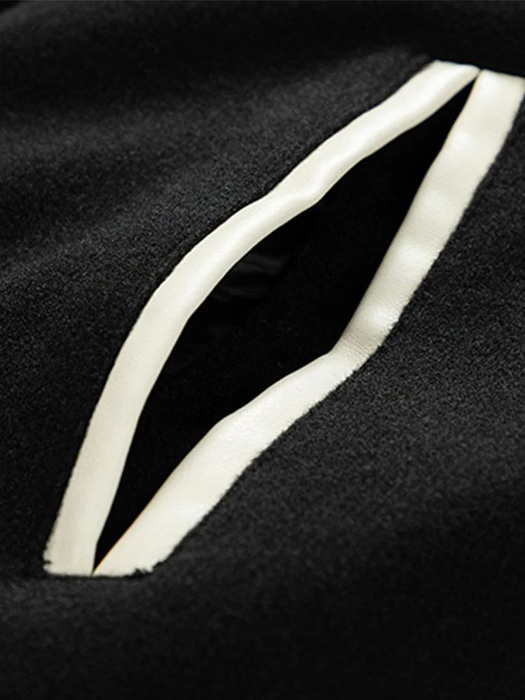 Grayson | Contrast Wool Look PU Baseball Jacket - Image 4