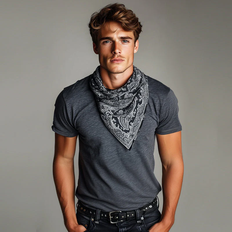 Gregory | Men'S Retro Casual Perris Printed Silk Scarf Fake Two-Piece Round Neck Short Sleeve T-Shirt - Image 3
