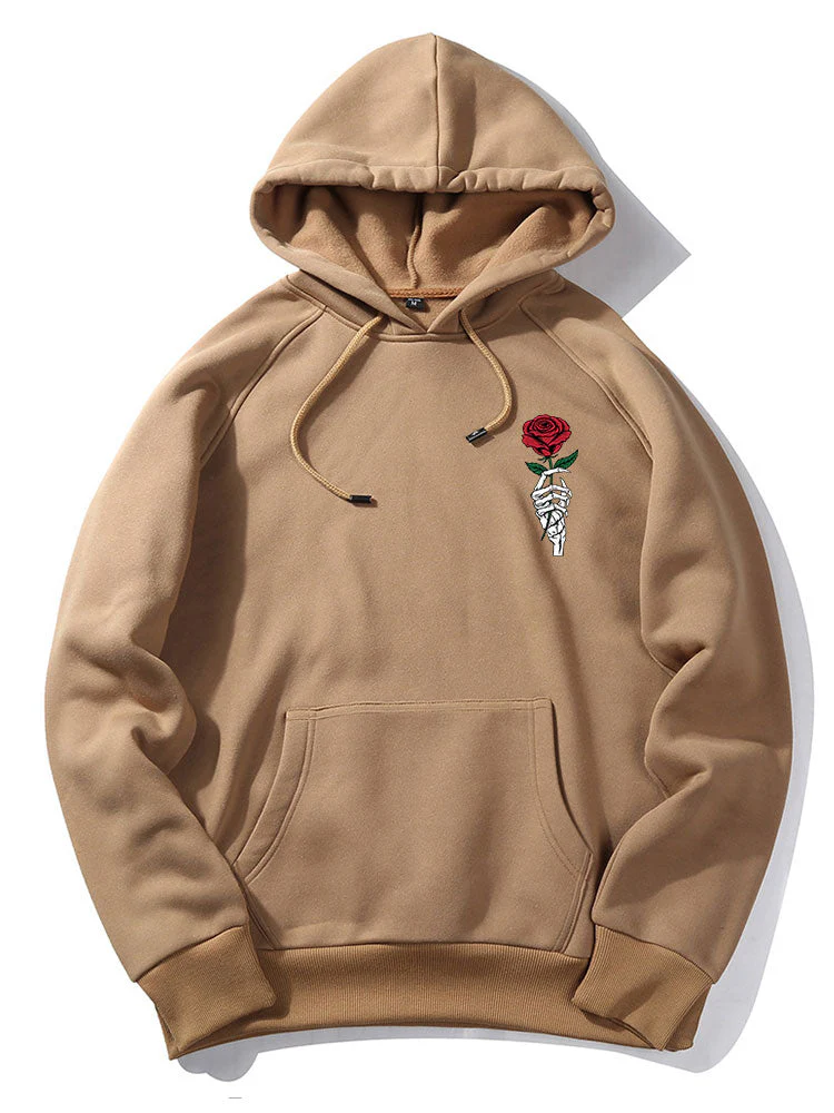 Gregory | Rose Skull Hand Print Hoodie - Image 2