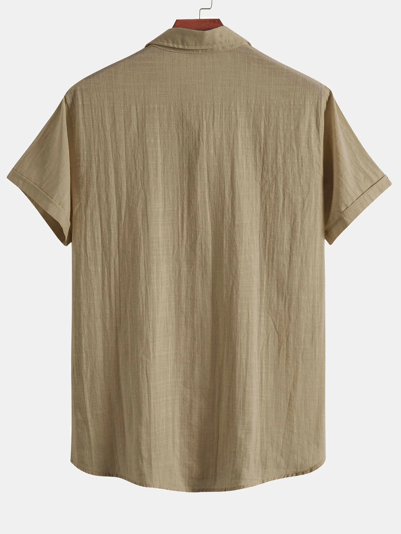 Guarionex® | Short Sleeve Linen Look Polo Collar Shirt - Image 10
