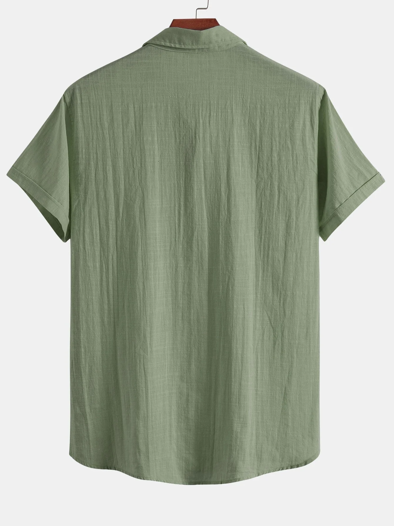 Guarionex® | Short Sleeve Linen Look Polo Collar Shirt - Image 12