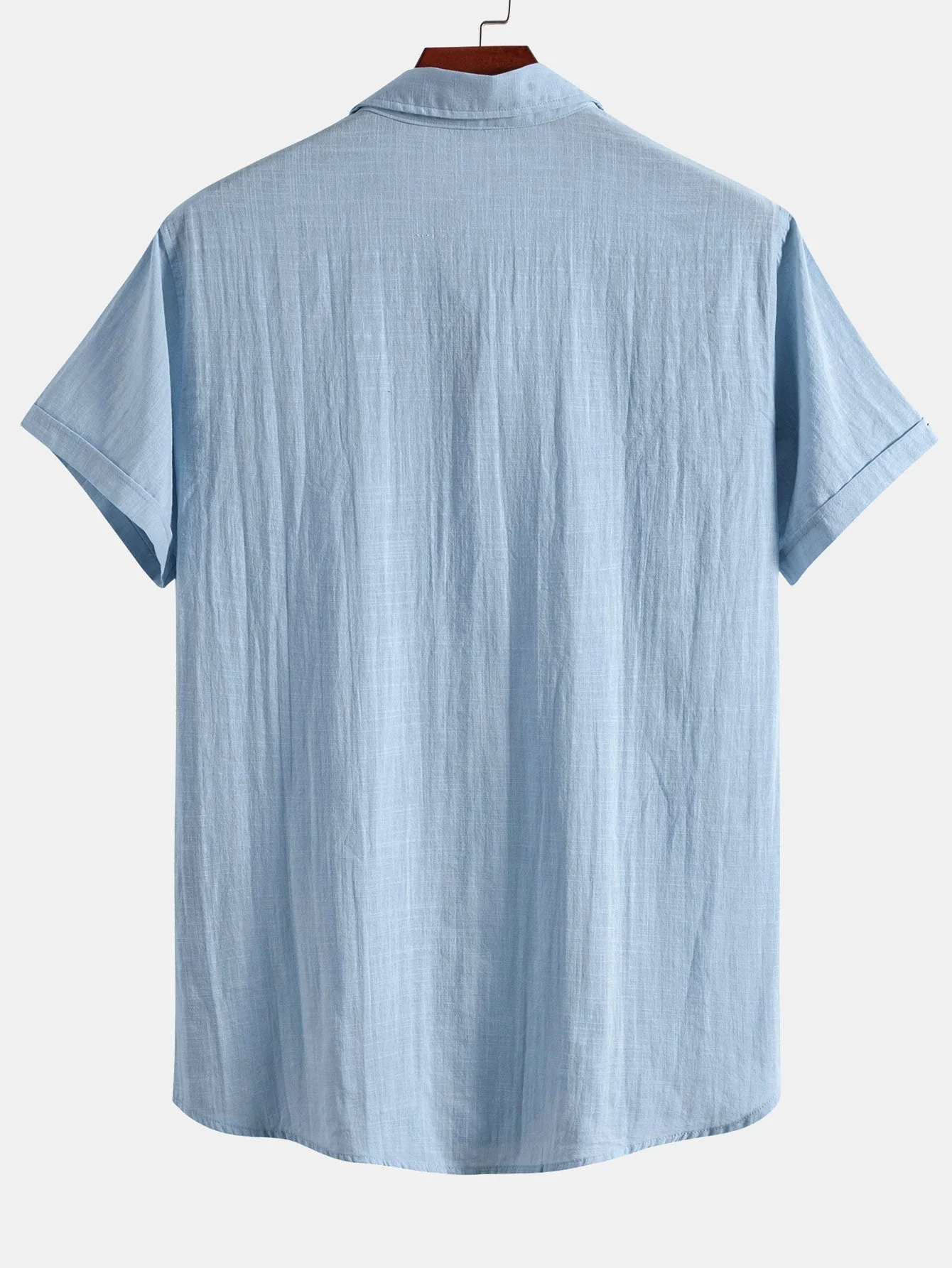 Guarionex® | Short Sleeve Linen Look Polo Collar Shirt - Image 2