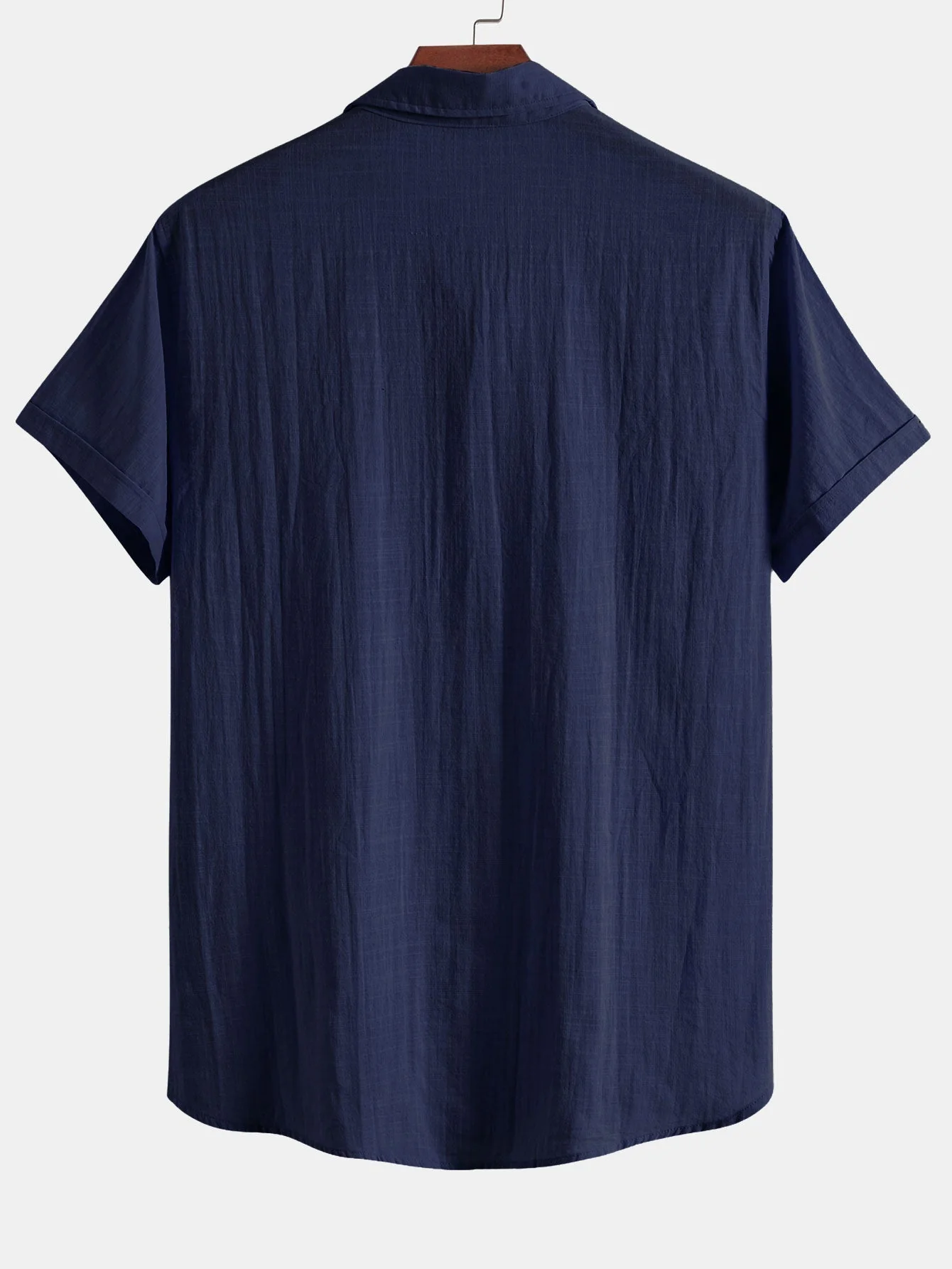 Guarionex® | Short Sleeve Linen Look Polo Collar Shirt - Image 4