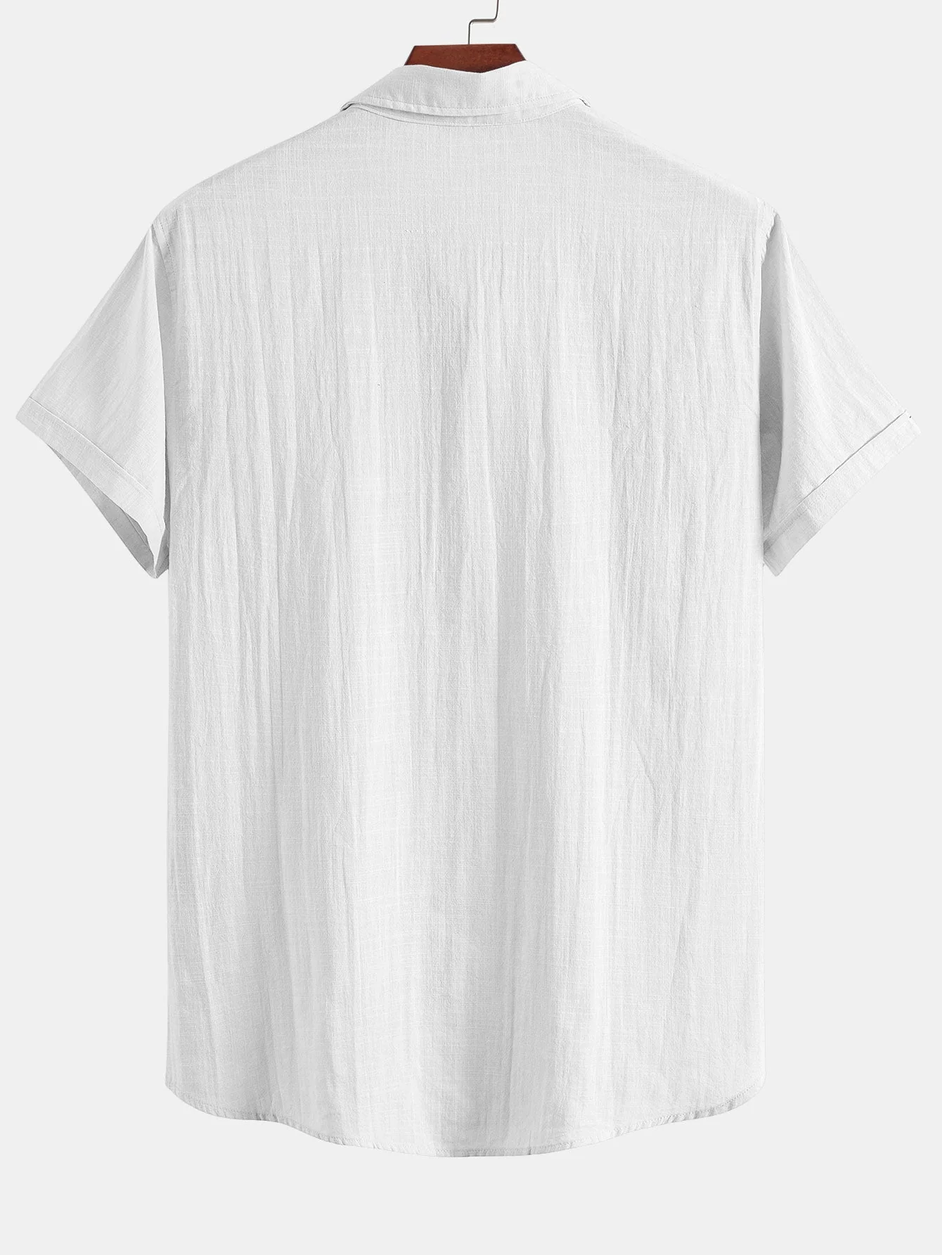 Guarionex® | Short Sleeve Linen Look Polo Collar Shirt - Image 6