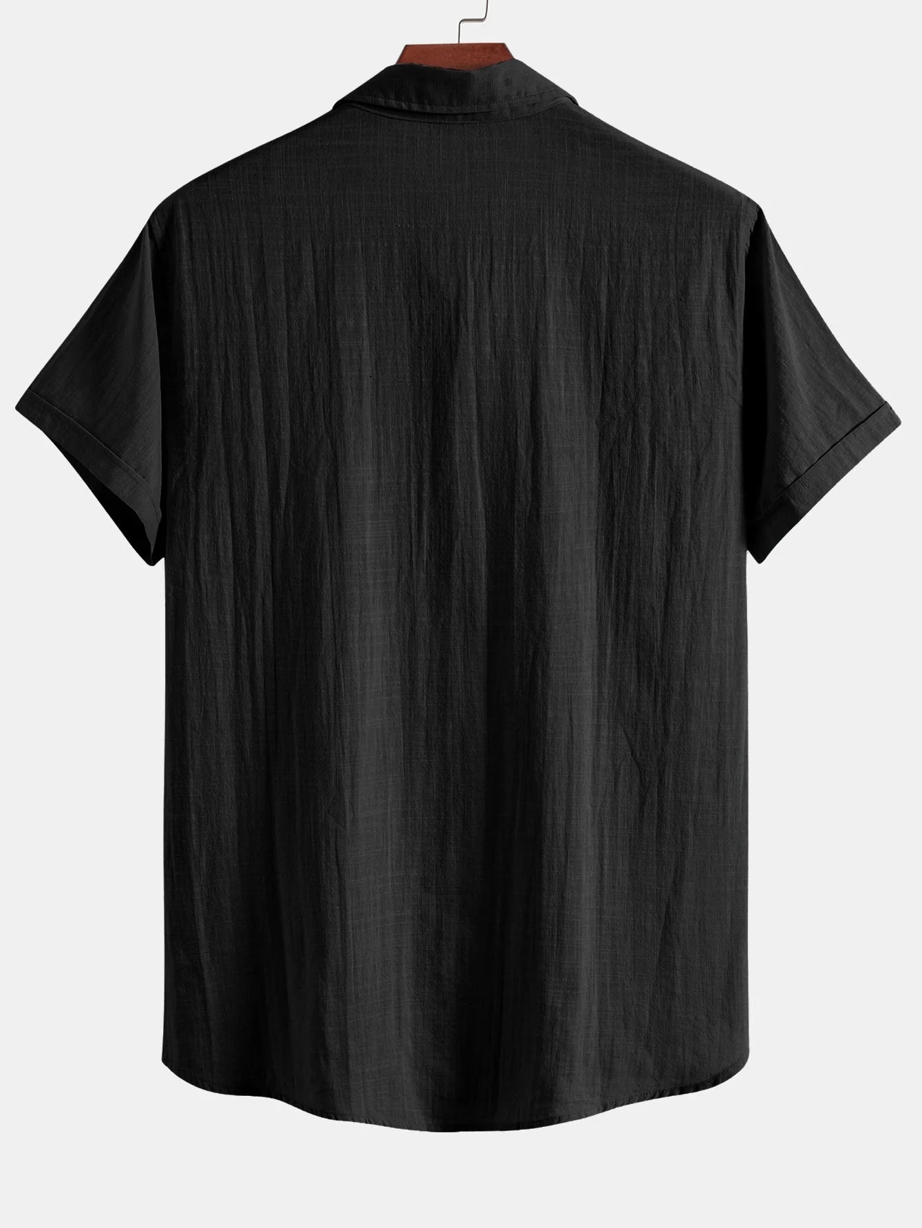 Guarionex® | Short Sleeve Linen Look Polo Collar Shirt - Image 8