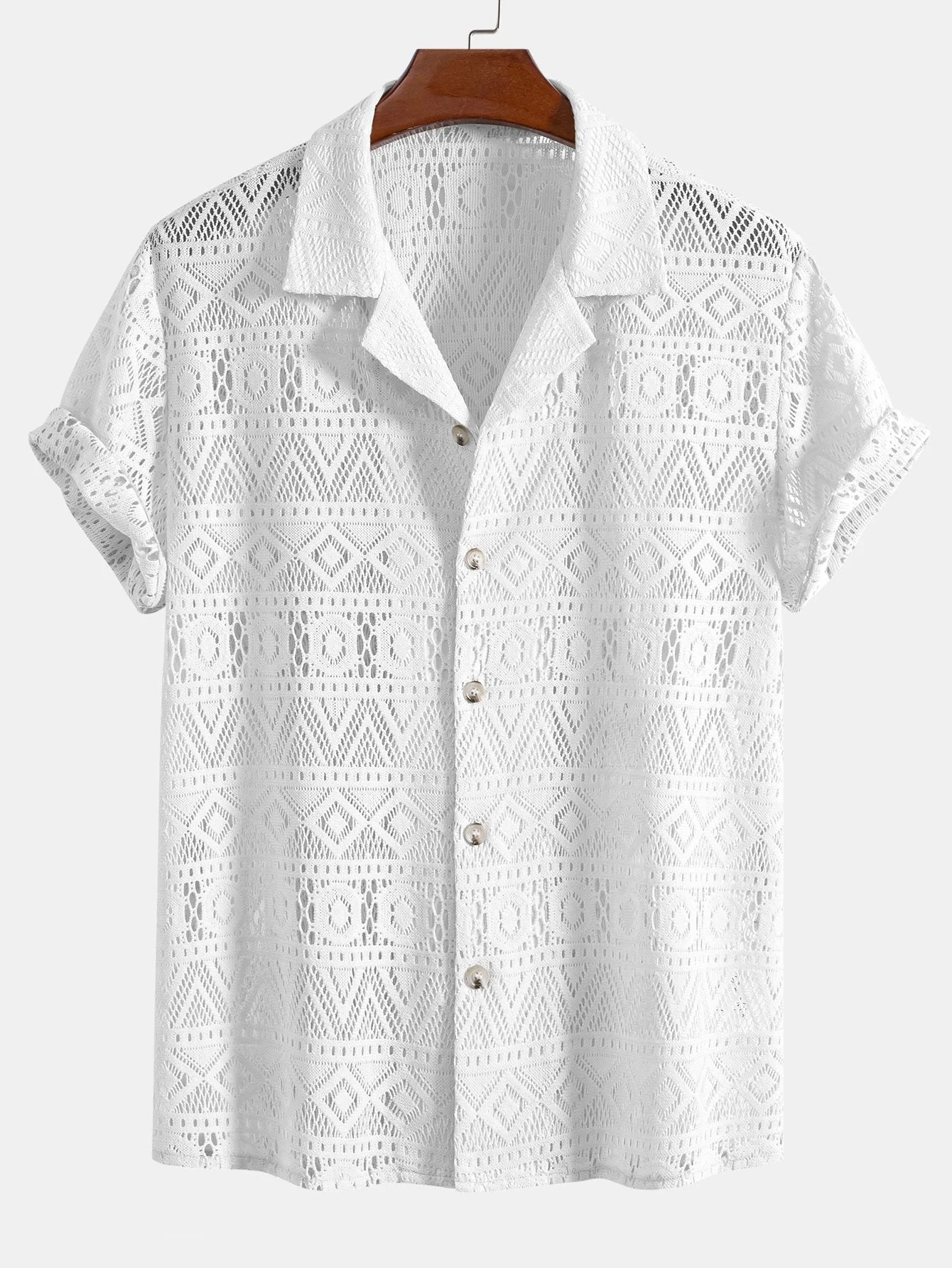 Guillermo® | Short Sleeve Geometry Textured Cuban Shirt - Image 3