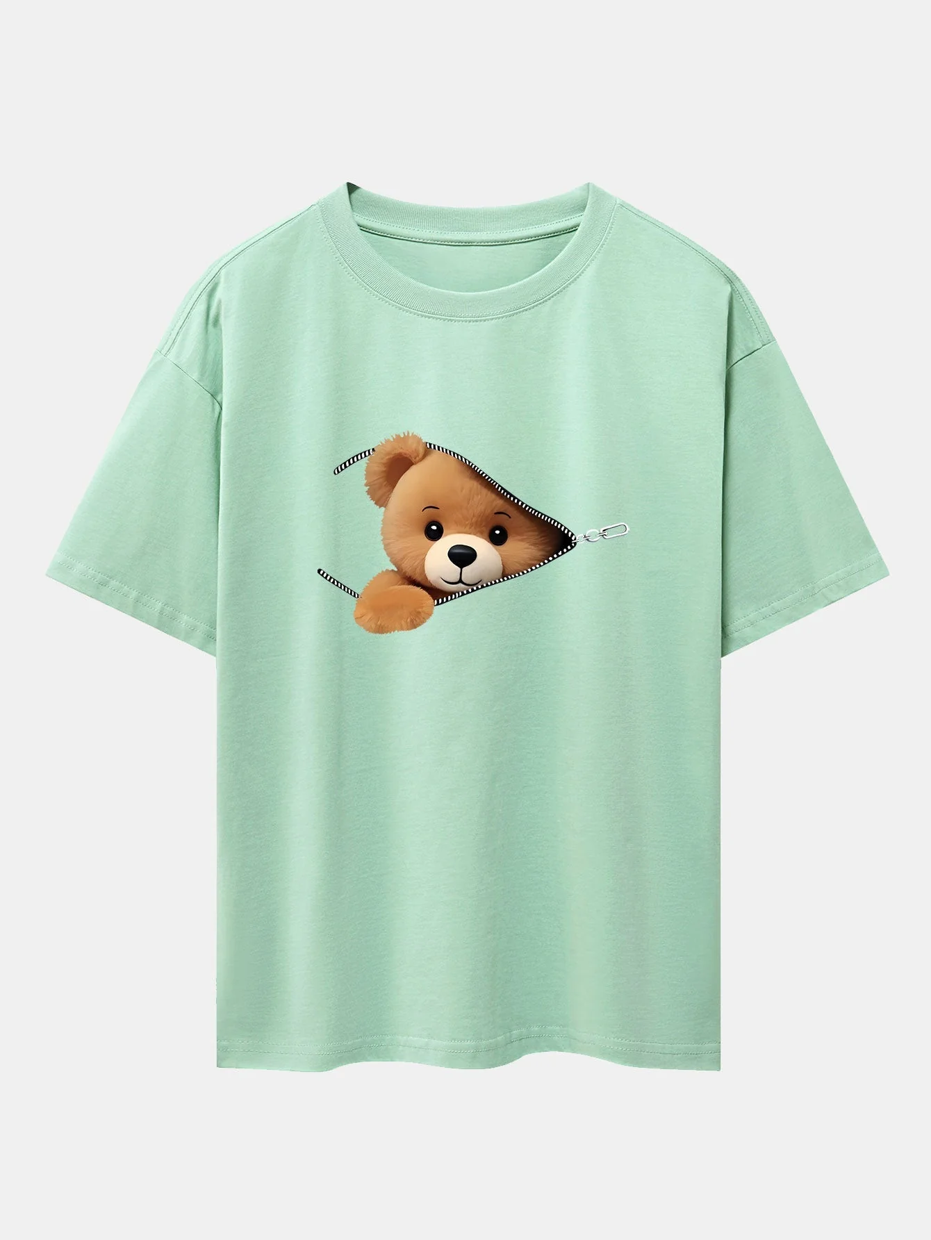 Gumersindo® | Zipper Bear Print Drop Shoulder Oversize T-Shirt - Image 10