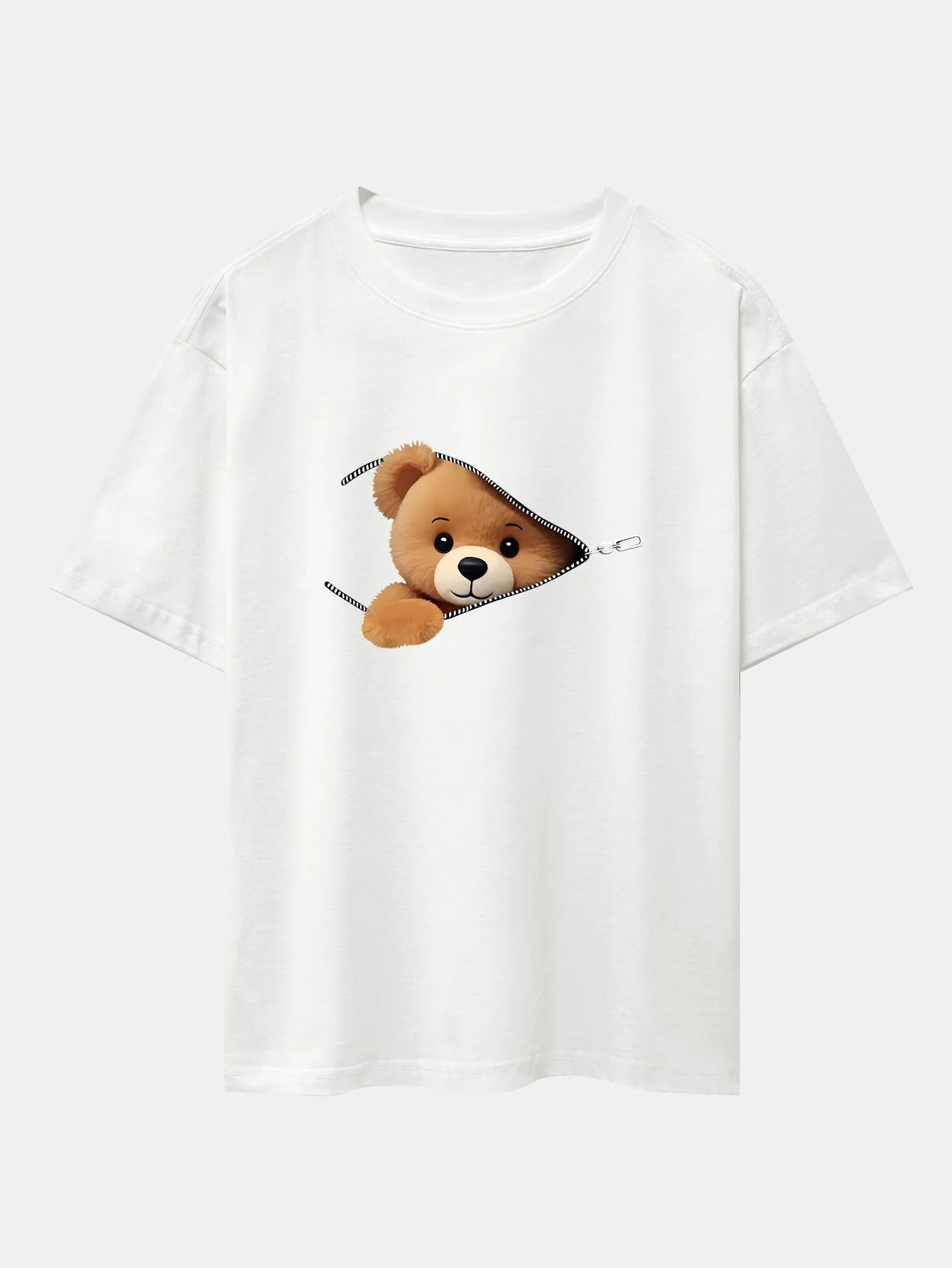 Gumersindo® | Zipper Bear Print Drop Shoulder Oversize T-Shirt - Image 11