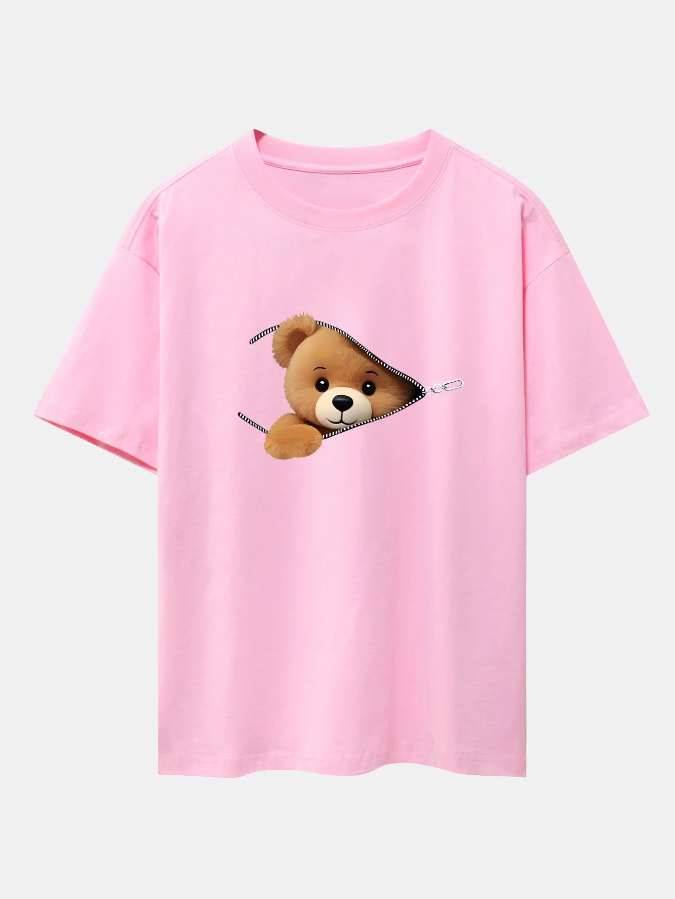 Gumersindo® | Zipper Bear Print Drop Shoulder Oversize T-Shirt - Image 12