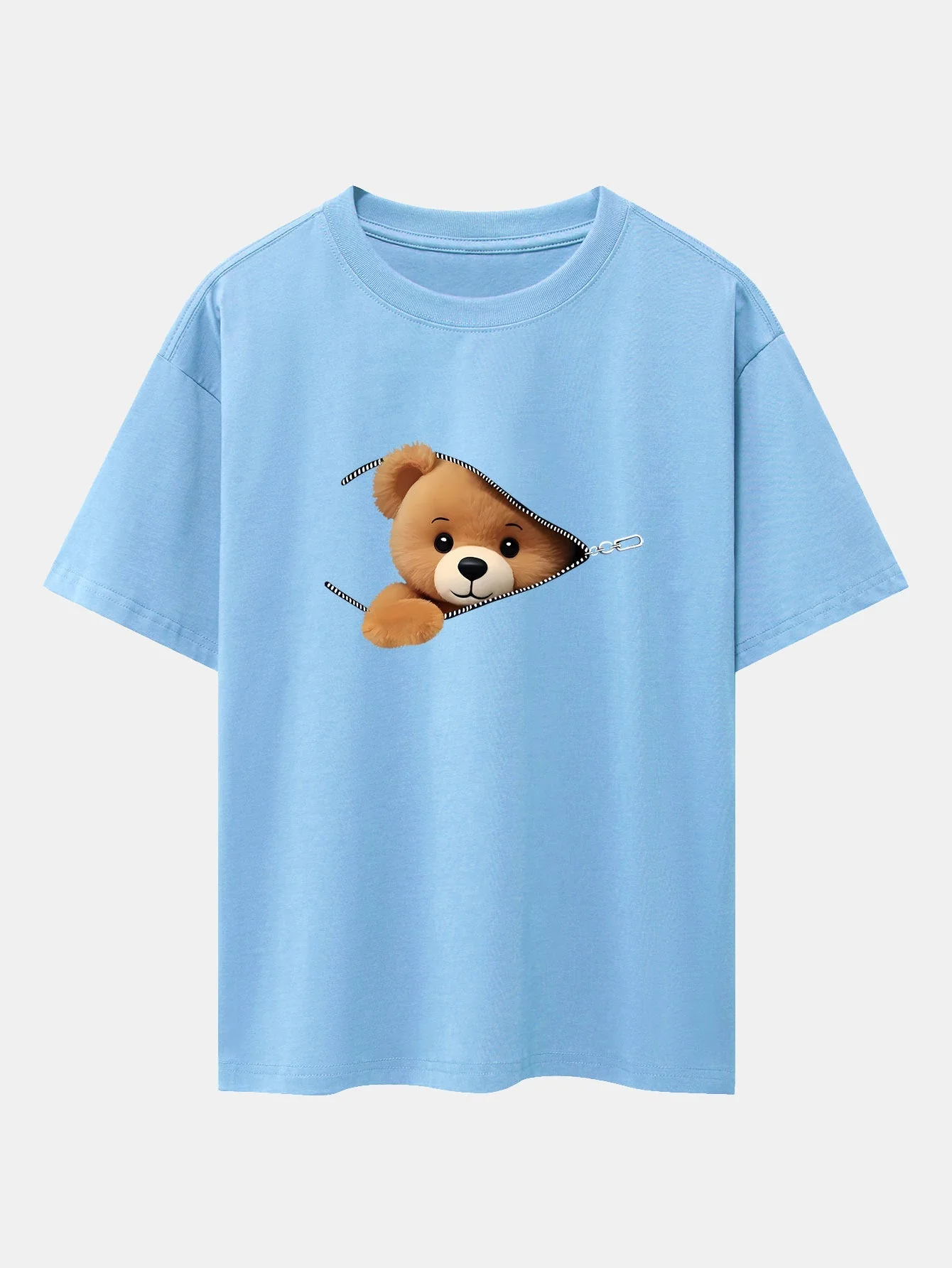 Gumersindo® | Zipper Bear Print Drop Shoulder Oversize T-Shirt - Image 14