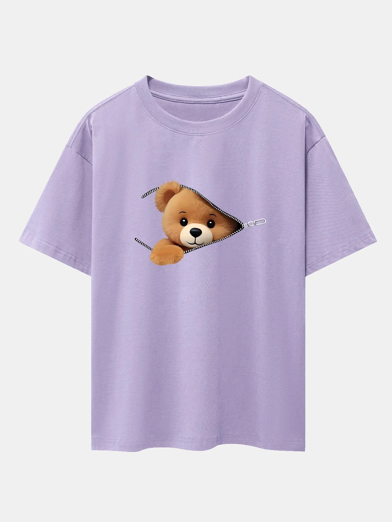 Gumersindo® | Zipper Bear Print Drop Shoulder Oversize T-Shirt - Image 15